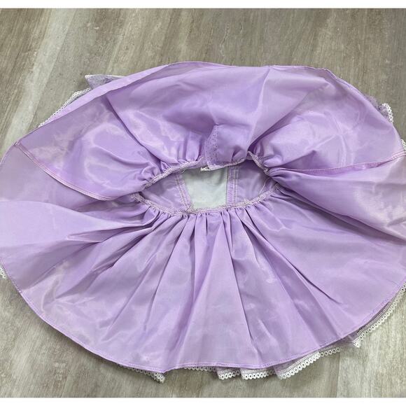 Vintage Miss Quality Lace Ruffle Girl Child Purple White Dress Full Circle 2T - Picture 9 of 9